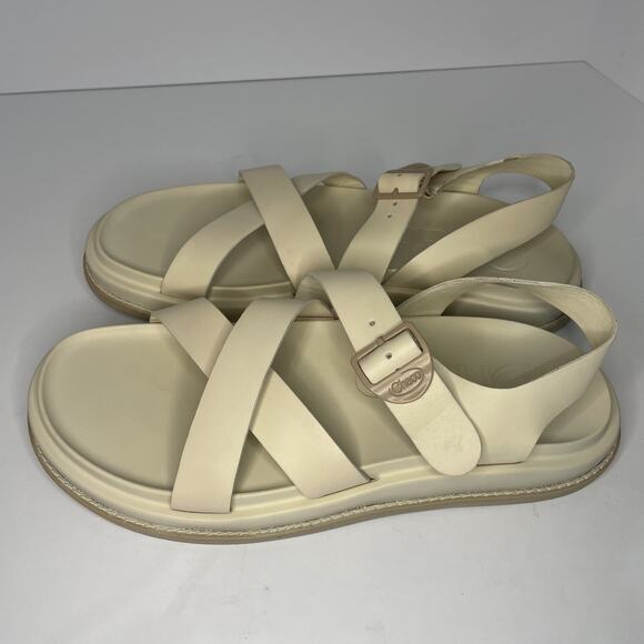 EUC Chaco Women's Townes Sandals Beige Tan Leather Comfort Arch Support Size 10 - Picture 3 of 7